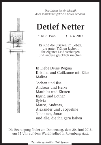 Traueranzeige von Detlef Netter von KRZ