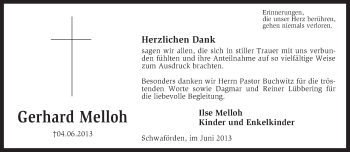 Traueranzeige von Gerhard Melloh von KRZ