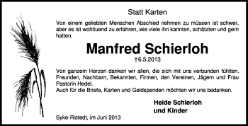 Traueranzeige von Manfred Schierloh von KRZ