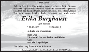 Traueranzeige von Erika Burghause von KRZ