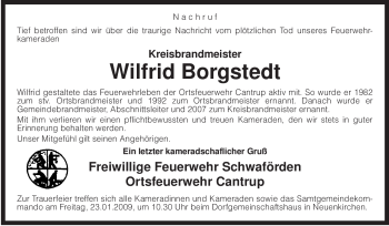 Traueranzeige von Wilfrid Borgstedt von KREISZEITUNG SYKE