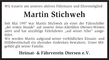 Traueranzeige von Martin Stichweh von KRZ