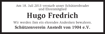 Traueranzeige von Hugo Fredrich von KRZ