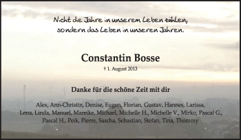 Traueranzeige von Constantin Bosse von KRZ