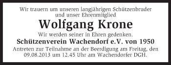 Traueranzeige von Wolfgang Krone von KRZ