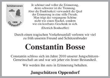 Traueranzeige von Constantin Bosse von KRZ