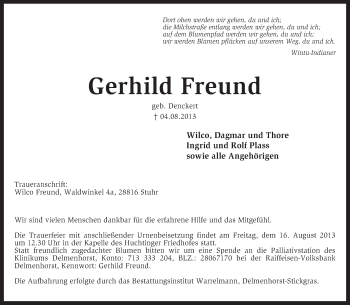 Traueranzeige von Gerhild Freund von KRZ