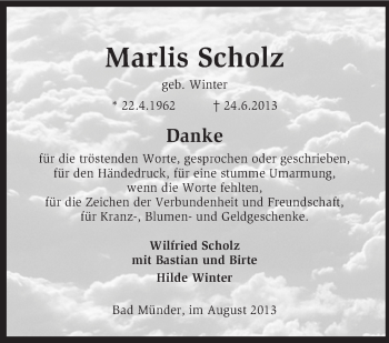 Traueranzeige von Marlis Scholz von KRZ