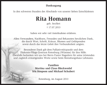 Traueranzeige von Rita Homann von KRZ