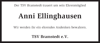 Traueranzeige von Anni Ellinghausen von KRZ