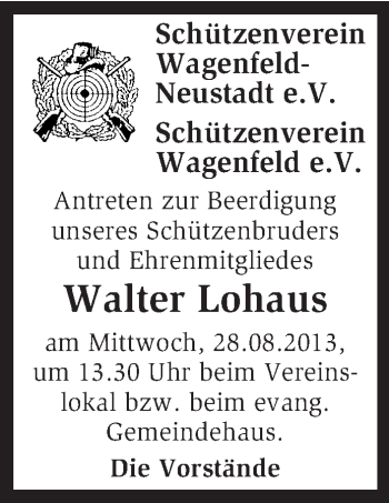 Traueranzeige von Walter Lohaus von KRZ