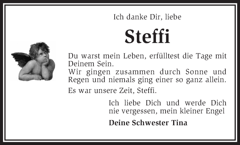  Traueranzeige für Stefanie Stelter vom 31.08.2013 aus KRZ