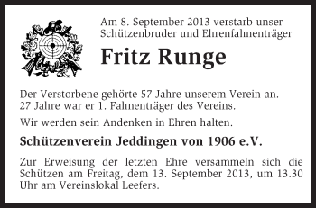 Traueranzeige von Fritz Runge von KRZ