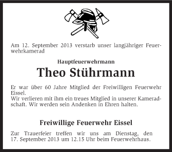 Traueranzeige von Theo Stührmann von KRZ