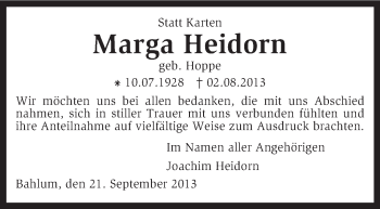 Traueranzeige von Marga Heidorn von KRZ