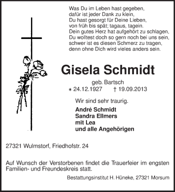 Traueranzeige von Gisela Schmidt von KRZ