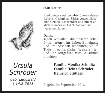 Traueranzeige von Ursula Schröder von KRZ