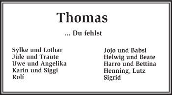 Traueranzeige von Thomas Burghause von KRZ