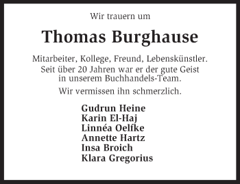 Traueranzeige von Thomas Burghause von KRZ