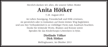 Traueranzeige von Anita Hötker von KRZ