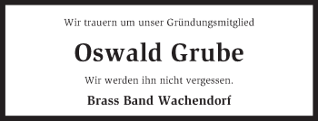 Traueranzeige von Oswald Grube von KRZ