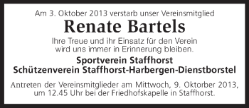 Traueranzeige von Renate Bartels von KRZ