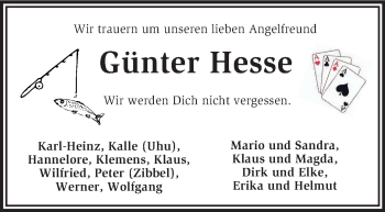 Traueranzeige von Günter Hesse von KRZ