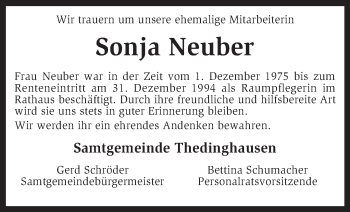 Traueranzeige von Sonja Neuber von KRZ