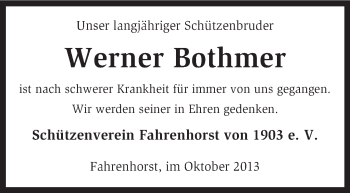 Traueranzeige von Werner Bothmer von KRZ