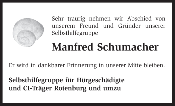 Traueranzeige von Manfred Schumacher von KRZ