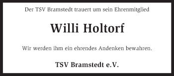 Traueranzeige von Willi Holtorf von KRZ