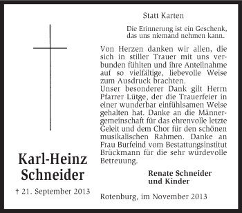 Traueranzeige von Karl-Heinz Schneider von KRZ