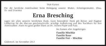 Traueranzeige von Erna Bresching von KRZ