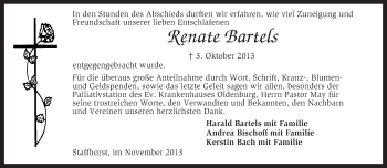 Traueranzeige von Renate Bartels von KRZ