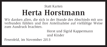 Traueranzeige von Herta Horstmann von KRZ