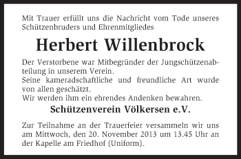 Traueranzeige von Herbert Willenbrock von KRZ