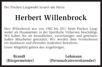 Traueranzeige von Herbert Willenbrock von KRZ