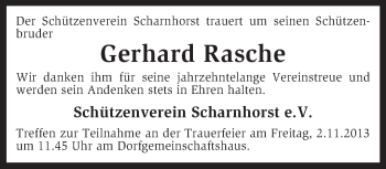 Traueranzeige von Gerhard Rasche von KRZ