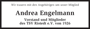 Traueranzeige von Andrea Engelmann von KRZ