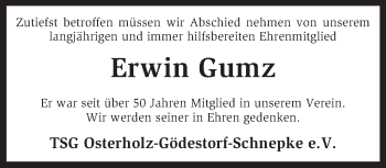 Traueranzeige von Erwin Gumz von KRZ