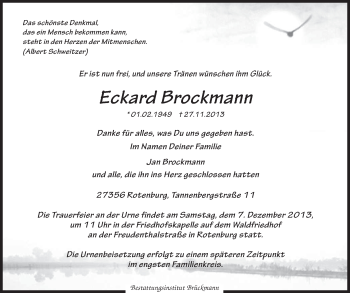 Traueranzeige von Eckhard Brockmann von KRZ