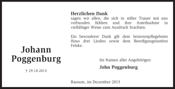 Traueranzeige von Johann Poggenburg von KRZ