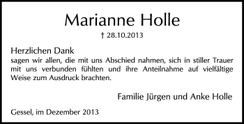 Traueranzeige von Marianne Holle von KRZ