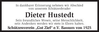 Traueranzeige von Dieter Hustedt von KRZ