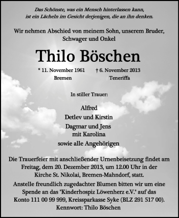 Traueranzeige von Thilo Böschen von KRZ