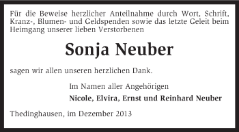 Traueranzeige von Sonja Neuber von KRZ