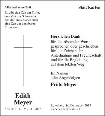 Traueranzeige von Edith Meyer von KRZ