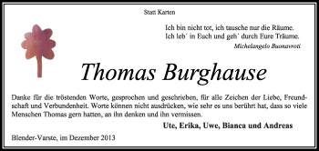 Traueranzeige von Thomas Burghause von KRZ