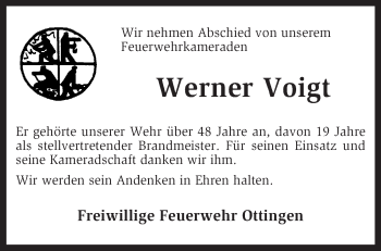 Traueranzeige von Werner Voigt von KRZ