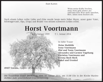 Traueranzeige von Horst Voortmann von KRZ